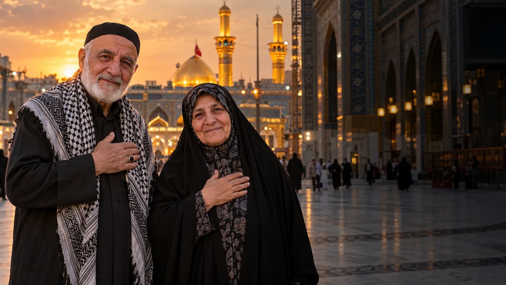 تصویرسازی نمایشی از زوج سالمند زائراولی در کربلا